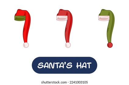 Cartoon Santa Hat Illustration. Set of Variation Colors. EPS 10 Vector