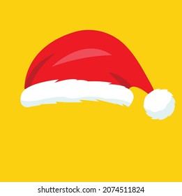 Cartoon Santa hat isolated on yellow background EPS 10 vector