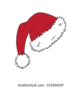 Cartoon Santa hat isolated on white.