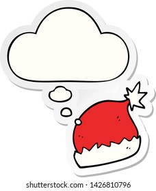 cartoon santa hat with thought bubble as a printed sticker