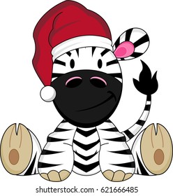 Cartoon Santa Hat Zebra