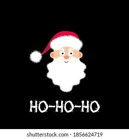 Cartoon santa ho-ho-ho for print design. Holiday vector background. Vector illustration design. Merry christmas. Happy new year background. Holiday greeting card. Xmas decoration.