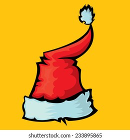 cartoon santa red hat icolated on orange background. vector illustration