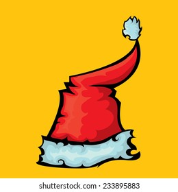 cartoon santa red hat icolated on orange background. vector illustration