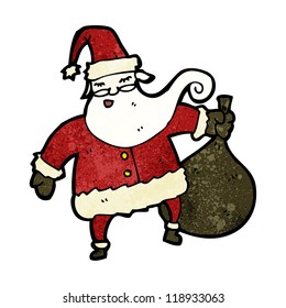 desenho animado santa com saco de presentes