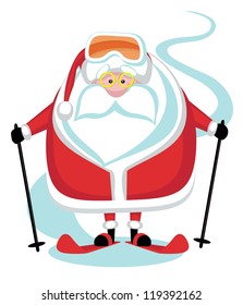Cartoon Santa Skier