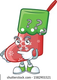 cartoon santa socks with confuse face style design