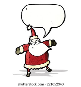 cartoon santa with speech bubble