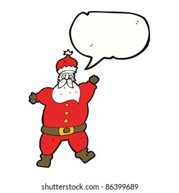 cartoon santa with speech bubble