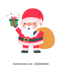 cartoon santa wearing red knitted hat for decorating Christmas greeting cards