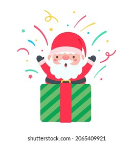 cartoon santa wearing red knitted hat for decorating Christmas greeting cards