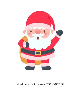cartoon santa wearing red knitted hat for decorating Christmas greeting cards