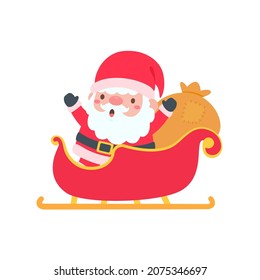 cartoon santa wearing red knitted hat for decorating Christmas greeting cards