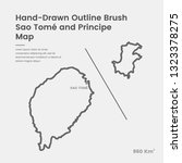 Cartoon Sao Tome and Principe Map, Hand Drawn Sao Tome and Principe Map, Doodle Sao Tome and Principe Map Vector Outline Style Map Information