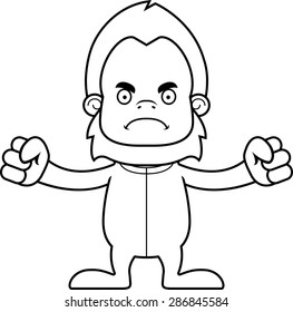 A cartoon sasquatch looking angry in pajamas.