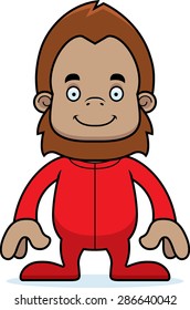 A cartoon sasquatch smiling in pajamas.