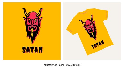 Dibujo satanás de diseño de camisetas de moda