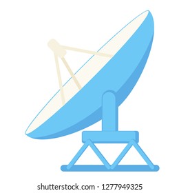 Cartoon satellite antena. Science radar equipment. Media theme vector illustration for icon, logo, stamp, label, badge, certificate, leaflet, poster, brochure or banner decoration