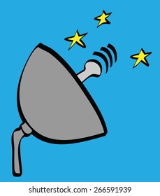 cartoon satellite dish icon, vector