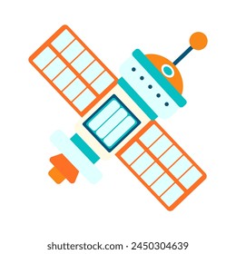 Cartoon satellite. Vector flat illustration.