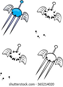 Cartoon satellite. Vector illustration. Coloring and dot to dot educational game for kids