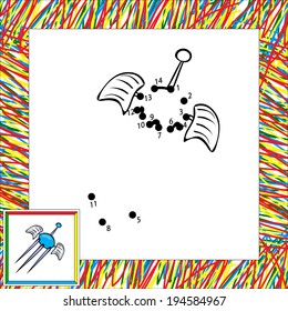 Cartoon satellite. Vector illustration dot to dot