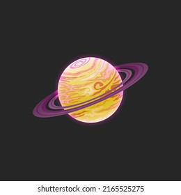 Caricatura Saturno. El planeta está aislado en un fondo oscuro.