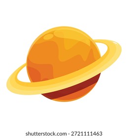 O planeta saturno dos desenhos animados está girando com anéis de asteroides no sistema solar