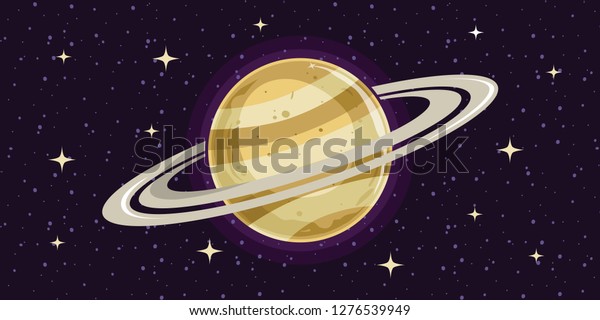 Cartoon\
of Saturn, solar system planets. Astronomical observatory and stars\
universe. Astronomy galaxy illustration\
vector.