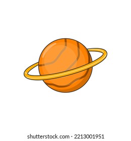 Cartoon Saturn vector icon on white background. Icon for web design, apps, sticker, market, banner, poster, printing usage and part of logo with astronomy theme.