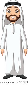 Cartoon Saudi Arab man in white clothes