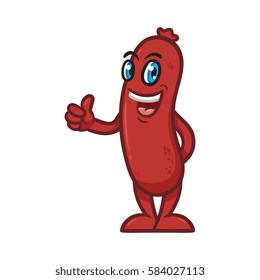 Cartoon Sausage Character Giving a Thumbs Up