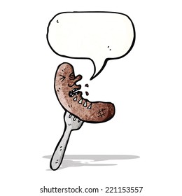 cartoon sausage speared on fork