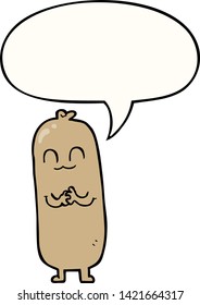 cartoon sausage with speech bubble