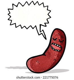 cartoon sausage with speech bubble