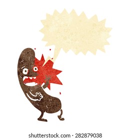 salchicha de dibujos animados con burbuja de habla