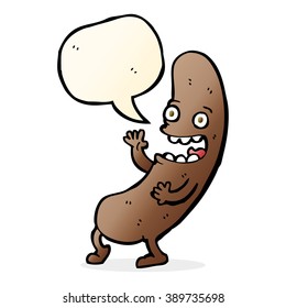 salchicha de dibujos animados con burbuja de habla