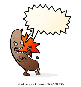 cartoon sausage with speech bubble