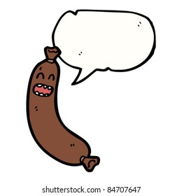 cartoon sausage with speech bubble