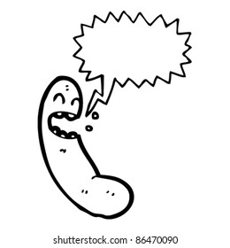 cartoon sausage with speech bubble