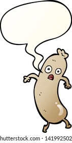 cartoon sausage with speech bubble in smooth gradient style