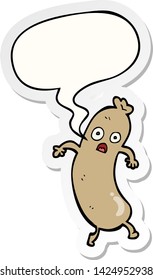 cartoon sausage with speech bubble sticker