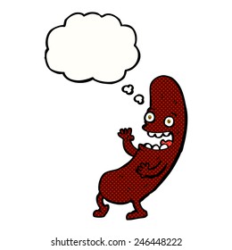 cartoon sausage with thought bubble