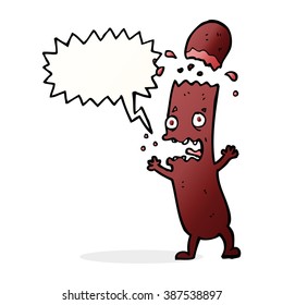 cartoon sausage with thought bubble