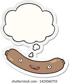 cartoon sausage with thought bubble as a printed sticker