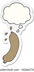 cartoon sausage with thought bubble as a printed sticker