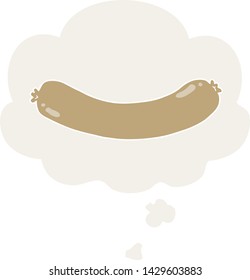cartoon sausage with thought bubble in retro style