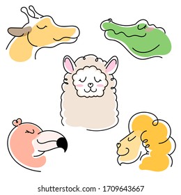 cartoon savannah cute animals. vector