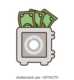 cartoon save box money cash bills vector illustration eps 10