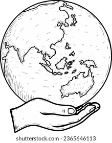 cartoon of save earth nature isolated on white